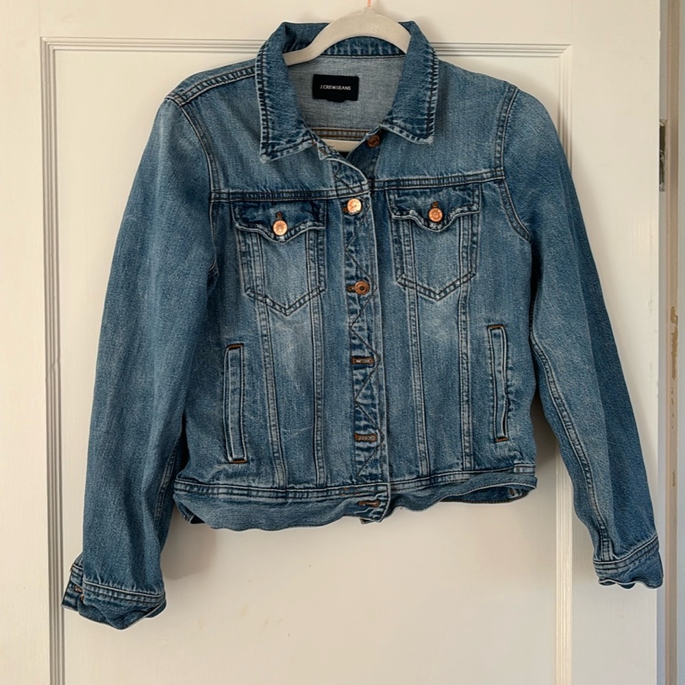 J Crew Size M denim jacket, gold buttons